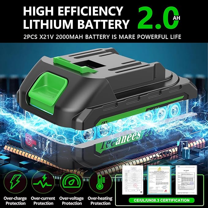 Mini Chainsaw Cordless 6 Inch, Electric Chainsaw Battery Powered with Auto Oiler, Security Lock for Wood Cutting, Tree Trimming, Garden & Household Use(2 Batteries)