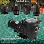 2 HP Pool Pump 110 V/220 V Swimming Pool Pump 6840 GPH In/Above Ground Pool Pumps 1500 W Powerful Self Primming Pump for Residential/Commercial Pool, Spas and Hot Tubs, Landscape Fountain