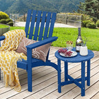 Tangkula Round Outdoor Side Table, 18 Inch Weather Resistant HDPE Adirondack Table, Outdoor Indoor Chairside End Tables, Patio Side Table for Lawn Garden Balcony Backyard, Easy Assembly (2, Navy)