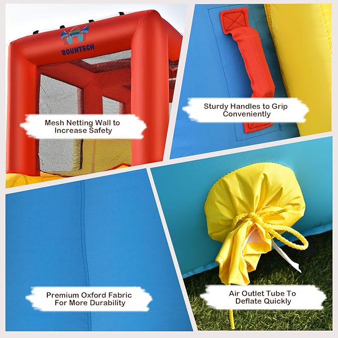 BOUNTECH Inflatable Water Slide, Dual Surfing Slides Kids Water Slide Park Jump Bouncy Castle w/2 Swimming Rings, Large Splash Pool, Backyard Outdoor Blow up Water Slides Inflatables for Big Kids