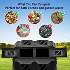 Yesker Dual Chamber Compost Bin Outdoor, 43 Gallon Rotating Tumbling Composter with Sliding Doors, Fast Assembly for Garden, Backyard & Kitchen Waste