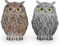 2 Pack Realistic Owl Statues for Indoor & Outdoor Decoration, Effective Birds Deterrent for Garden, Patio, Yard, and Home Decor, Suitable for Spring Decor (Brown & Gray)