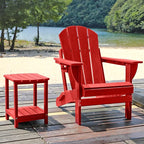 Folding Adirondack Chair, HDPE Outdoor Texture Lawn Chair with Reclining Back, Cup and Phone Holder - Comfortable Firepit Chair Weather Resistant for Patio or Backyard (Red, Set of 4)