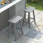 nalone 24 Inch Outdoor Bar Stool, HDPE Bar Chairs with Footrest, Weather Resistant Waterproof Bar Stools Outside Bar Height Stools for Bar, Kitchen Counter, Yard, Balcony (Grey, 24'' Barstools)