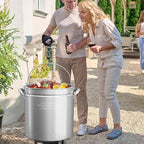 ROVSUN 102QT Stainless Steel Seafood Boil Pot With Strainer Basket, Lid & Hook, Versatile Stock for Crab, Lobster, Shrimp Boiling, Heavy-Duty Turkey Fryer for Outdoor Cooking & Gatherings