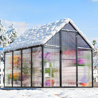 CDCASA 8.2x6.2 FT Greenhouse for Outdoors, Easy Assembly Aluminum Heavy Duty Polycarbonate Greenhouses w/Vent Window, Swing Door, Walk-in Green House for Sunroom Patio, Backyard, Garden,Black