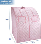 Durasage Oversized Portable Steam Sauna Spa for Home – 800W Steam Generator, 60-Minute Timer, Foldable Chair Included, Spacious Design, 1.5-Year Warranty (Light Pink)