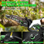 SOYUS 2-IN-1 Cordless Pole Saw & 8-Inch Mini Chainsaw for Tree Trimming, 21V Electric Pole Chainsaw with 2x 3.0Ah Batteries, Brushless Motor, Max Reach 15ft, Pole Saw for Thick Branch Cutting