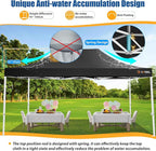 HOTEEL 10x15 Pop up Canopy Tent for Parties, Heavy Duty Easy Setup Tent Without Sidewalls, Outdoor Commercial Instant Gazebo for Wedding Event, with Roller Bag & Sand Bags, Black(Hexagonal Frame)