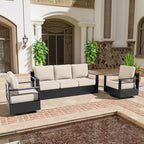 3 PCS Aluminum Patio Conversation Set - Outdoor 3-Seater Sofa, 2 360° Swivel Chair with 6" Thick Water-insistant Cushions, All-Weather Use Frame, Removable Cover, Ideal for Garden, Poolside (Beige)