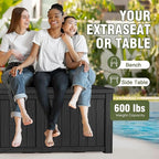 Extra-Large 150 Gallon Outdoor Chest Storage Waterproof - Outside Storage Box & Bench, Resin Deck Chest for Patio/Pool, Lockable UV-Resistant, Onyx Black