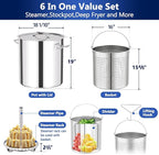 ARC 84QT Stainless Steel Pot with 200,000 BTU Propane Burner - Seafood Boil Pot, Crab Boil Pot, Lobster Pot, Shrimp Boil Pot, Tamale Steamer Pot with Basket and Turkey Fryer Burner