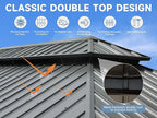 Domi 14' X 20' Hardtop Gazebo Outdoor Metal Gazebo Canopy with Galvanized Steel Double Roof, Aluminum Frame, Curtains and Netting for Patio, Deck, Garden, Grey