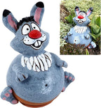 Ceramic Garden Decor - Bunny Lawn Stake - Outdoor Statue - Perfect, Unique Gifts for Gardeners Woman, Men, Yard Gifts - Handmade, Frostproof