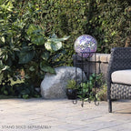 Alpine Corporation 10" Diameter Indoor/Outdoor Glass Mosaic Gazing Globe Yard Decoration, Purple Mosaic Flower Design