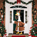 Christmas Porch Goose Outfit for Large 23" High Cement or Plastic Goose Statue, Yard Goose Cloths with Deer Antler Headband, Bell Bow Tie Decor for Outdoor Lawn Gaden Patio