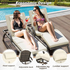 MEISSALIVVE Outdoor Lounge Chairs Set of 4, Patio Chaise Loungers with Adjustable 5-Position & Leg Support, PE Rattan Chaise Lounge, Wicker Pool Recliners Chair for Backyard, Porch, Deck, （Brown