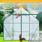 KEIKI 8x8 FT Double Door Polycarbonate Greenhouse with Aluminum Frame,Raised Base and Roof Vent,Walk-in Greenhouses for Patio Garden Backyard
