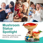 Solar Gnome Statues Figurine Lights - Garden Lighting Outdoor Decorations, Gnome Sleeping Under Mushroom, Yard Art Lawn Ornaments for Porch Patio Balcony - Gnome Gifts for Women Mom