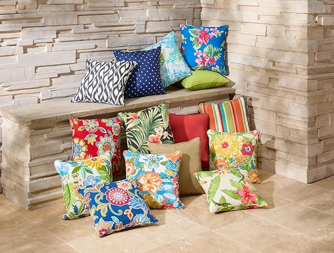 BrylaneHome 20" Square Throw Pillow - Patio & Outdoor - Water, Stain & Fade Resistant - Evening Blue Dot