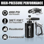 PWACCS Pressure Washer Foam Gun, Short Pressure Washer Gun, Foam Cannon for Car Wash Kit with 1/4" Quick Connector, Pressure Wash Handle for Power Washer with M22 Male Inlet, 4000 PSI, 1.5 Liter