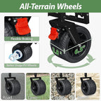 TAIFA Foldable Collapsible Wagons Cart with Extra Long Tailgate, Beach Portable Utility Wagon with Big Wheels and Brakes for Sand Shopping Camping Sports Outdoor, Black and Gray
