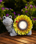 Solar Turtle Sunflower Light Garden Decor, Outdoor Statue Ornaments for Home Yard Lawn,Unique Gifts for Women Grandma Mom(Grey)