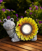 Solar Turtle Sunflower Light Garden Decor, Outdoor Statue Ornaments for Home Yard Lawn,Unique Gifts for Women Grandma Mom(Grey)