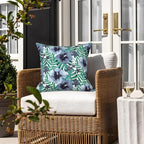 LVTXIII Outdoor Throw Pillows, Decorative Throw Pillows with Inserts, 16"x16" Square Pillows for Bed, Couch, Sofa and Patio Furniture, Set of 2, Blue Salmone Tropical