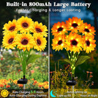 Solar Garden Lights Outdoor, 4 Pack Sunflower Lights with 24 Sunflower, Waterproof 60 Led Garden Fall Decor, Gifts for Mom Grandma, Decorative Solar Flowers for Pathway Patio Yard Flowerbed Decoration