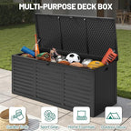 130 Gallon Outdoor Storage Box Lockable Deck Boxe Outdoor Waterproof for Garden Patio Package Delivery Weather-Resistant & Easy Assembled (Black)