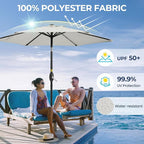 SUNVIVI OUTDOOR Outdoor Patio Umbrella, Patio Umbrella, Market Umbrella, Large Outdoor Umbrella, Metal Pole Umbrella with Push Button Tilt and Crank, Polyester Canopy