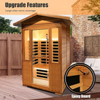 2 Person Outdoor Sauna Infrared Saunas Dry Sauna Room Red Cedar and Canadian Hemlock Wood Wooden Sauna Spa 1800W APP Control 7 Color Light 48.8 * 37 * 87.4inch