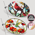 2 Hummingbird Cardinal Acrylic Suncatcher, Art Decor for Home, Suncatcher for Window Hanging, Indoor, Garden, Housewarming, Gift for Mom, Grandma, Women, Friend, Bird Lovers SCB-A6-B1