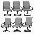 PHI VILLA Patio Swivel Dining Chairs Set of 6, Outdoor Chair with Textilene Mesh Fabric & Black Metal Frame for All Weather Outdoor Lawn Garden Poolside (Gray)