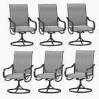 PHI VILLA Patio Swivel Dining Chairs Set of 6, Outdoor Chair with Textilene Mesh Fabric & Black Metal Frame for All Weather Outdoor Lawn Garden Poolside (Gray)