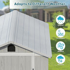 Greesum 4x6FT Plastic Outdoor Storage Shed with Floor, Resin Storaged Sheds with Lockable Door, Window & Vent, All-Weather Tool House for Garden, Backyard, Patio, Light Gray (One-Piece Panel)