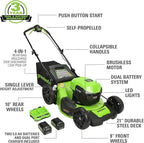 Greenworks 48V (2x24V) 21" Cordless Battery Self-Propelled Mower & 10" String Trimmer Combo Kit w/ (2) 5.0Ah Batteries & Charger