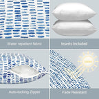 LVTXIII Outdoor Throw Pillows 20x20 Patio Waterproof Square Pillows with Piping Fade Resistant Accent Pillow for Spring Summer Garden Decoration, Set of 2, Pebble Blue