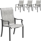 UDPATIO Outdoor Dining Chairs Set of 4, High Back Wide Seat Patio Furniture Chairs with All Weather Breathable Textilene, for Lawn Garden Backyard, Grey White