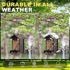 Squirrel Proof Bird Feeder for Outdoor Hanging,Metal Bird Seed Feeder with Bilateral Weight Activated Perches,5LB Large Capacity Wild Bird Feeders for Outside,Easy Refill and Clean,Brown