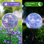 Solar Lights Outdoor Decorative Solar Mosaic Garden Stakes Cracked Glass Decorative Waterproof Outdoor Lights for Landscape Patio Yard Walkway Decoration Purple
