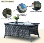 Rilyson 6 Piece Outdoor Patio Furniture Set - Rattan Wicker Patio Conversation Sets with 2 Swivel Rocker Chairs,2 Ottomans,1 Loveseat and 1 Coffee Table for Outside Porch Deck Yard(Mixed Grey/Grey)