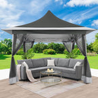 COBIZI 12x12 Pop up Gazebo on Clearance with Mosquito Netting,Waterproof Roof & Sandbags,Outdoor Canopy Tent with 4 Ropes,8 Stakes&Carrying Bag,Portable Patio Gazebo for Garden,Backyard&Lawn,Darkgrey