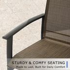 Outdoor Patio Swivel Dining Chairs Set of 6, All-Weather Swivel Rocker Chairs with Textilene High Back and Black Rust-Proof Metal Frame, Perfect for Patio, Lawn, Garden, or Backyard, Mocha