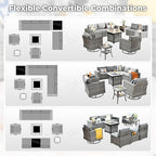 ovios 10 Pieces Patio Furniture Set, Outdoor Wicker Sectional Sofa with 30" Fire Pit Table Swivel Chairs, Modern Modular Deep Seat Rattan Couch Conversation Sets, Dark Grey