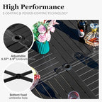 HERA'S HOUSE Patio Table and Chairs, 7 Pieces Outdoor Dining Set, 1 x Round Metal Table with 1.57”-1.9” Umbrella Hole, 6 x Grey Armrest Chairs for Deck Porch Backyard