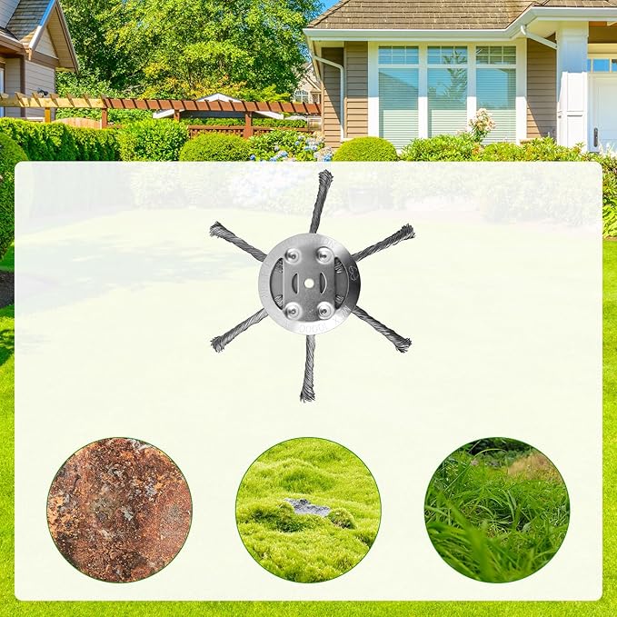 Steel Wire Grass Trimmer Head, 2025 New String Trimmer Replacement Head for Electric Battery Powered Cordless String Trimmer,6 Inch Wired Trimmer Blade for Lawn Mower Tray（2PC,6 Blade）