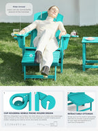 KINGYES Folding Adjustable Adirondack Chair with Retractable Ottoman Set of 4, Aruba
