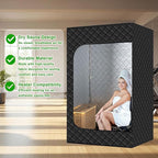 Far Infrared Home Dry Sauna Box 1-2 Person, Portable Personal Full Body Indoor Sauna for Relaxation with 1500W 110V Electric Heater,2 Folding Chair, 47.2 x 35.4 x 70.9 inches Black